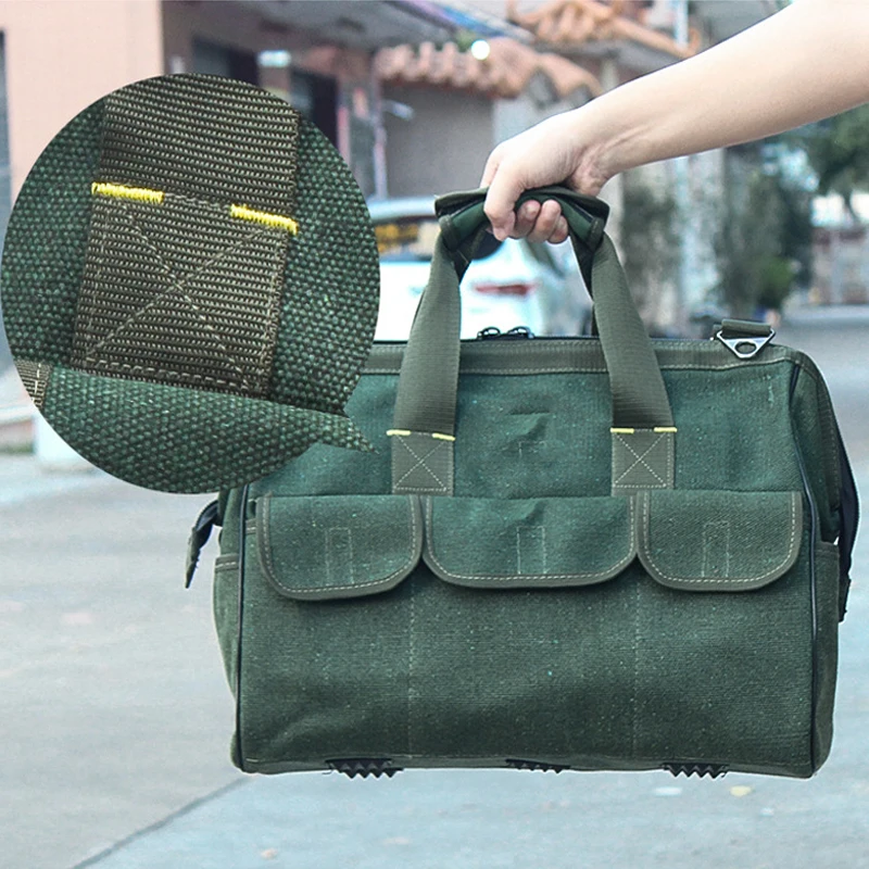 Large Capacity Thickened Canvas Tool Bag Electrician Repair Multifunctional Messenger Bag Tool Bag Shoulder Bag Waterproof