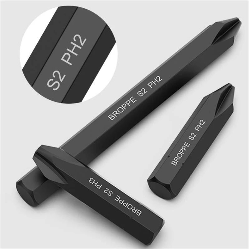 Broppe 8mm haste hexagonal s2 liga de aço chave de fenda de impacto com magnético forte 36/80mm de comprimento