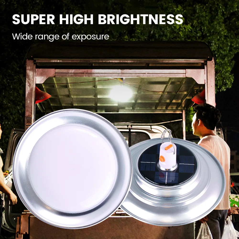 Solar UFO Light 120W200W Outdoor Waterproof Emergency Lighting Booth Light Camping Solar Charging LED Bulb USB Charging