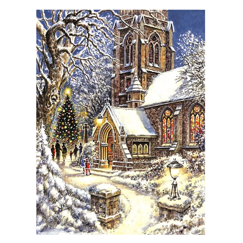 5D DIY Diamond Painting Embroidery Church In A City Cross Stitch Mosaic Rhinestone Christmas Gift  FC458