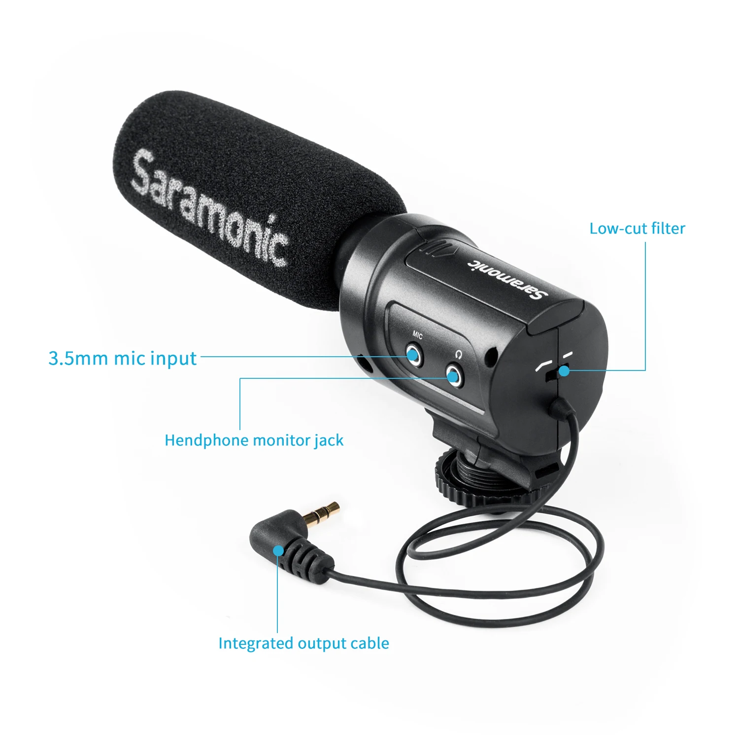 Saramonic SR-M3 Professional Condenser On-camera Shotgun Microphone for DSLR Cameras Camcorders 3.5mm TRS Recording Youtube Mic