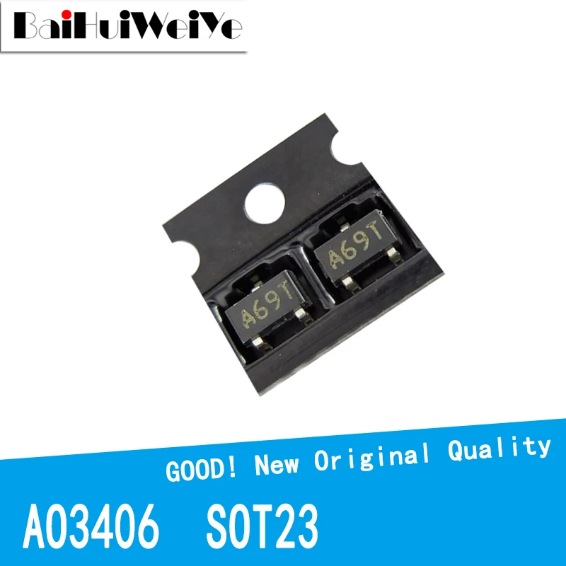 50PCS/LOT AO3406 A69T AO3406A N-Channel Enhancement Mode Field Effect  SOT23 SOT-23 SMD New and Original IC Chipset MOSFET MOSFT