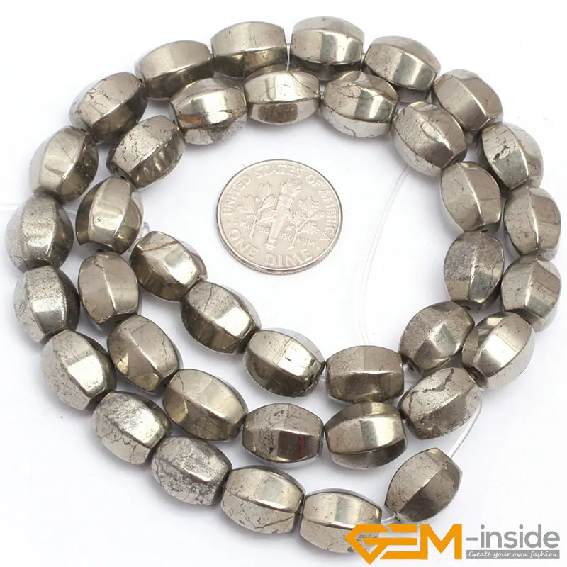 Pyrite: Flat Olivary Oval Irony Gray Pyrite Beads Natural Stone Bead DIY Bead For Jewelry Making Strand 15\