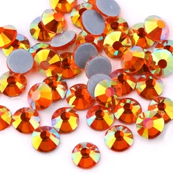 Sun AB Crystal Glass Hot Fix Rhinestones For Garment Decoration Flat Back Iron On Rhinestone