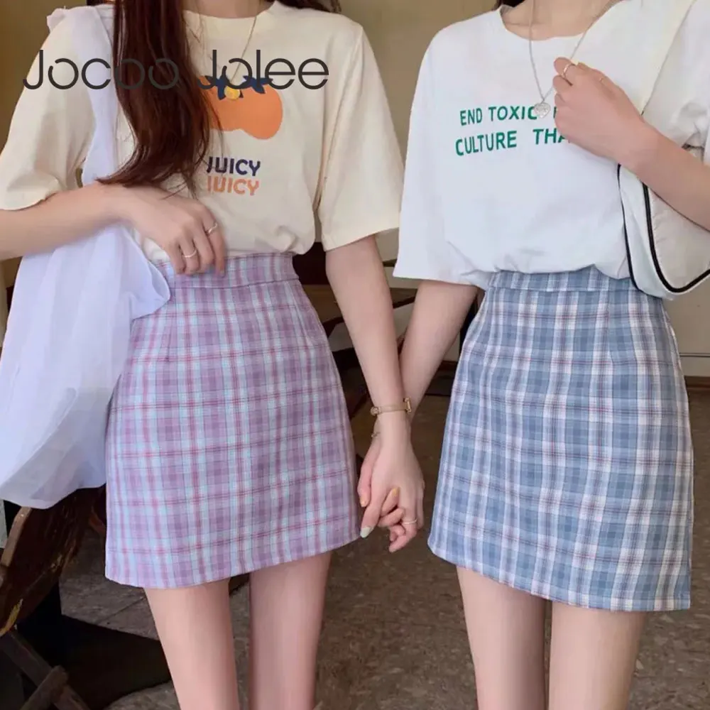 Y2K Plaid High Waist Skirts Casual Printing Zipper Preppy Style A Line Skirts Korean Harajuku Vintage Mini Skirt Party Club