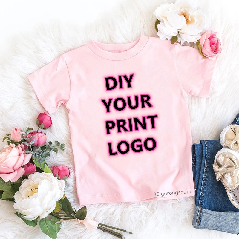 2021 Customized Print Tee Shirt Your Own Design Logo/Picture Custom Kids T-Shirt Plus Size T Shirt Girls Boys Birthday Tee