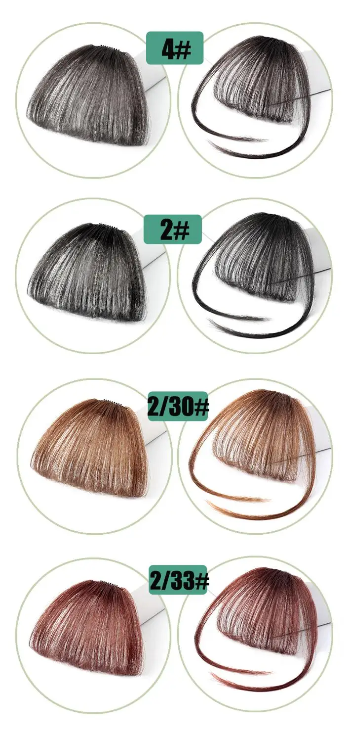 Clip In Air Bangs Thin Fake Fringes Natural Straigth Synthetic Neat Hair Bang Accessories For Girls Invisible Natural 4 Colors