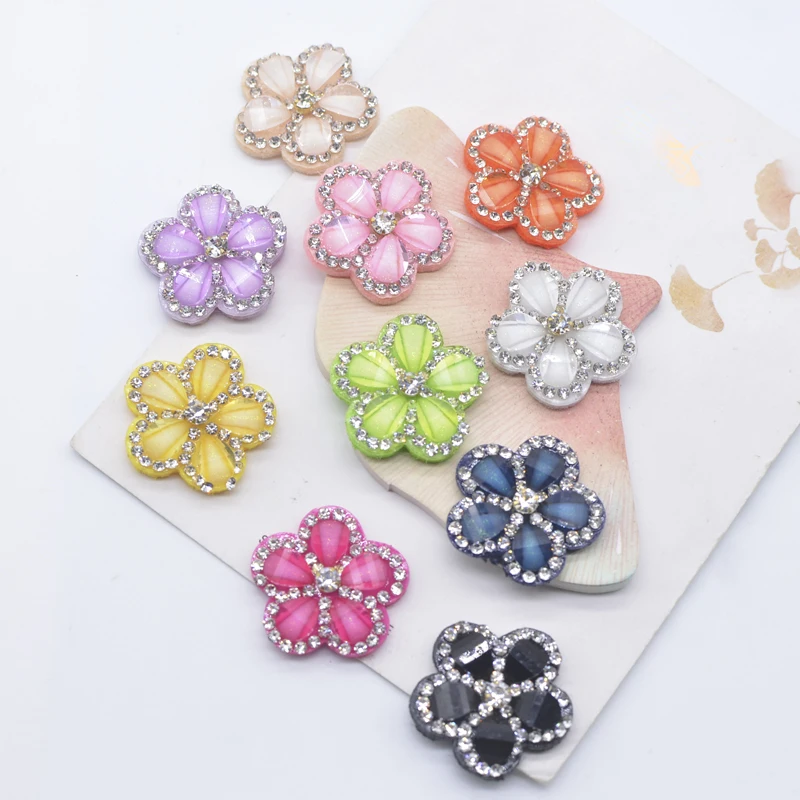 10Pcs Padded Flower Rhinestone Applique for DIY Clothes Crafts Decor Patches Handmade Hat Headwear Hair Bow Accessories