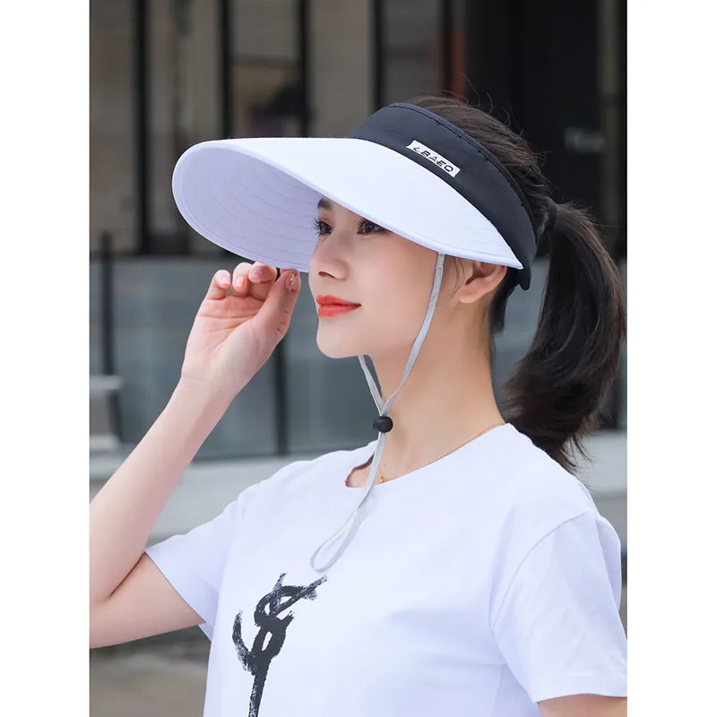 2021 NEW women summer sun visor wide-brimmed hat beach hat adjustable UV protection female cap packable pure cotton caps