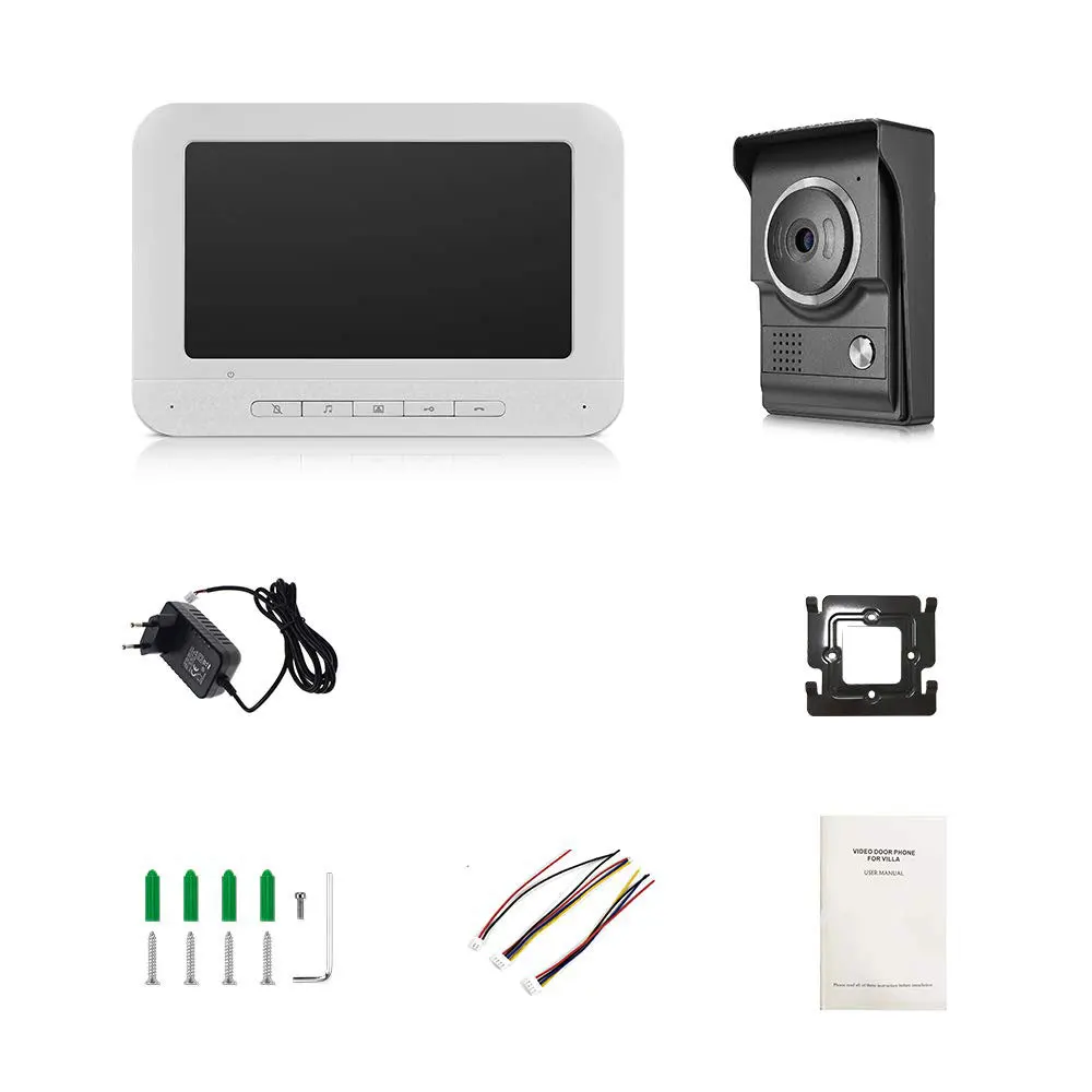 7 Inch Bedraad Video Deurtelefoon Visual Video Intercom Speakerphone Intercom Systeem Met Waterdichte Outdoor Ir Camera