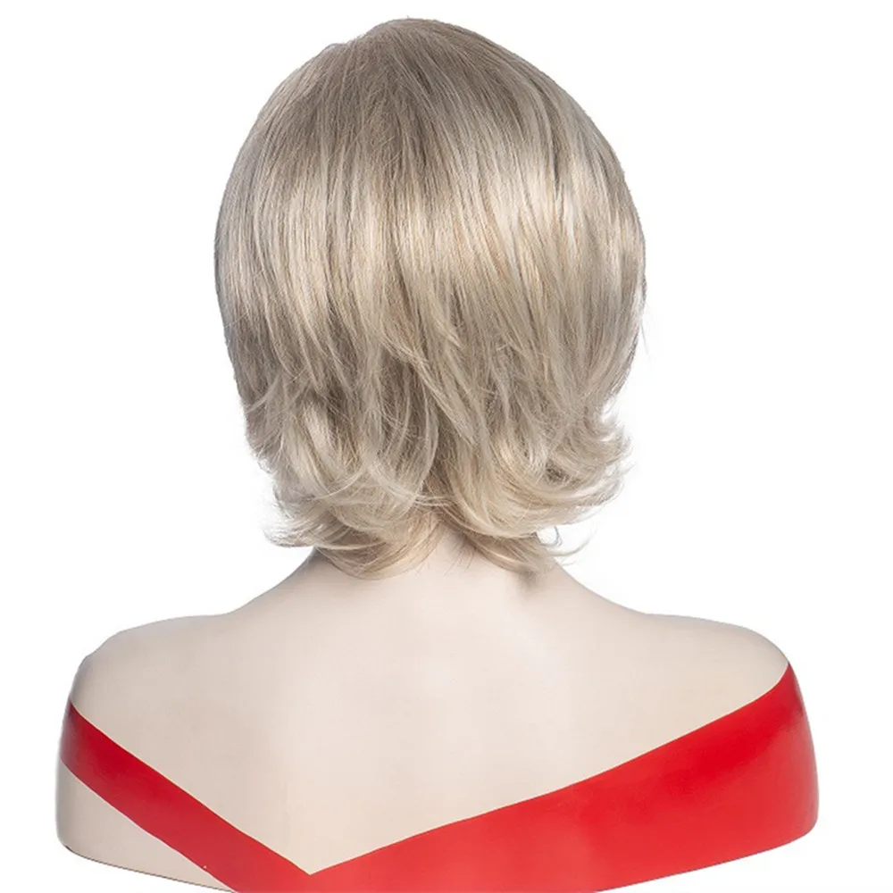 Short Blonde Straight Wig Synthetic Hair New Fashion Temperament European and American Wigs Cosplay Hairs