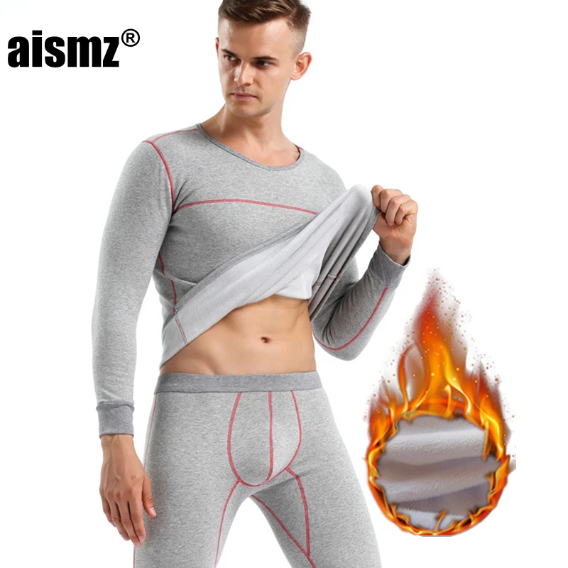 

Aismz Men's Seek Thermal Underwear Winter Cashmere Skin Friendly Cotton Cashmere Thicken Long Johns Soft Fleece Keep Warm Men