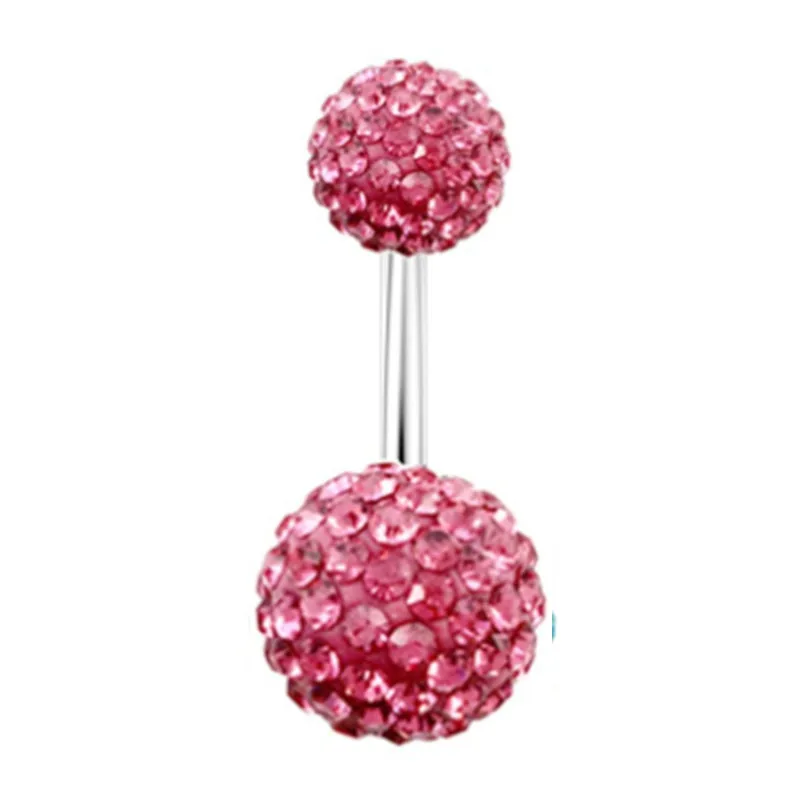 1PCS Stainless Steel Round Cz Crystal Disco Ball Belly Button Ring 14G Gltter Belly Piercing Bar Sexy Navel Bar Piercing Nombril