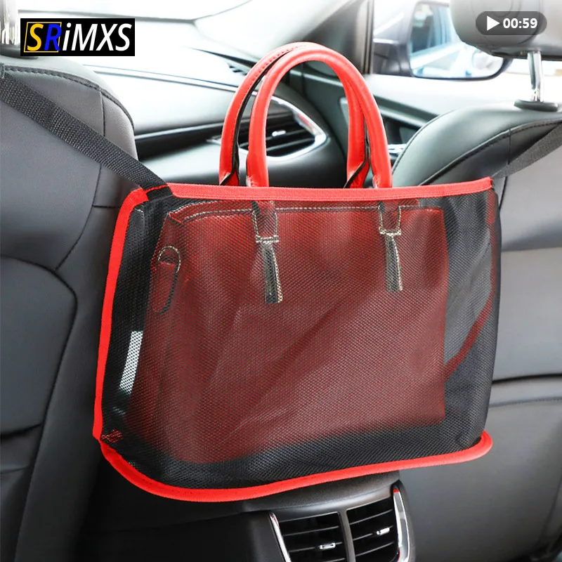 Car Net Pocket Handbag Holder Universal Multifunction Car Organizer Seat Gap Storage Mesh Pocket Interior Accessories