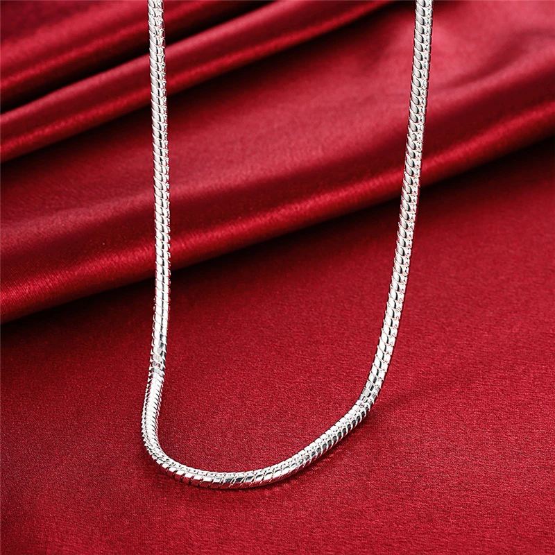 DOTEFFIL 925 Sterling Silver 16/18/20/24/22/24/26/30 Inch 3mm Snake Chain Necklace For Woman Man Wedding Engagement_maomaolike.com