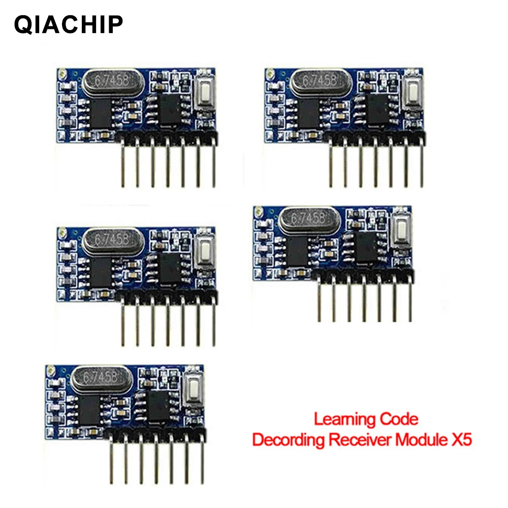 QIACHIP 5pcs 433Mhz Universal Wireless Remote Control Switch 4CH RF Relay 1527 Encoding Learning Module For Light Relay Receiver