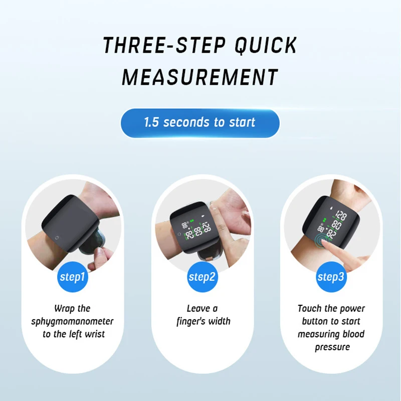 Rechargeable Digital Voice Wrist Blood Pressure Monitor Device Digital Tensiometer Sphygmomanometer 99 Data Storage