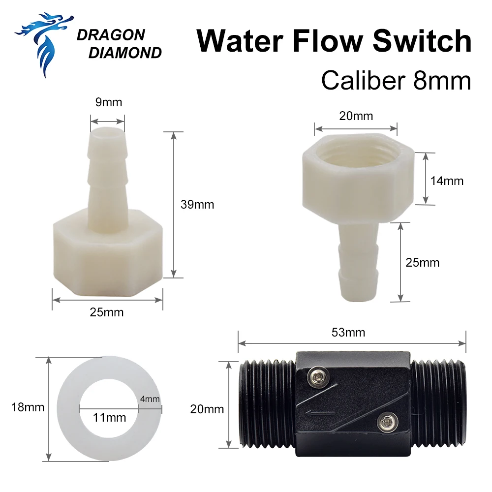 DRAGON DIAMOND Water Flow Sensor Switch 8mm Nozzle G1/2\