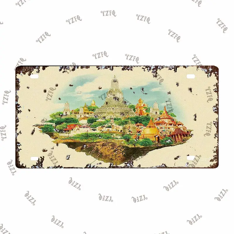 6x12imch Vintage Thailand Travel Poster Plaque Sign Metal Plate Souvenir  Wall Art Shop Restaurant Craft Home Decor DC-0314A