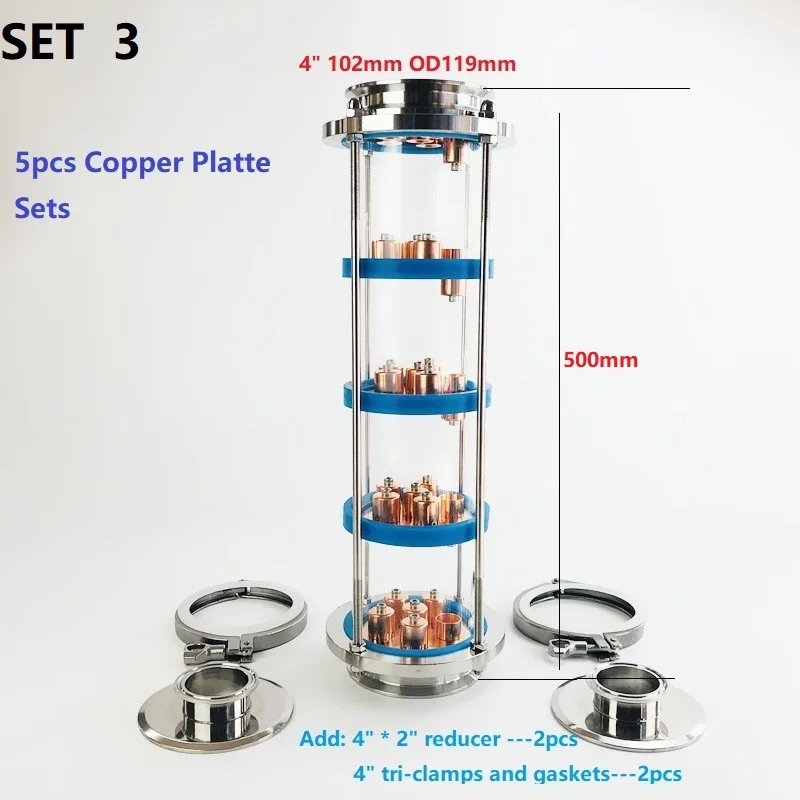 Imagem -03 - Conjuntos de Coluna de Lentes de Destilação Tri-clamp Sight Glass Union Aço Inoxidável 304 Pcs Copper Plates in Novo