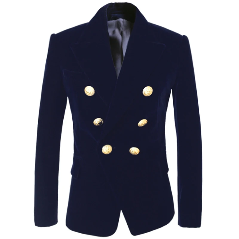 

High Quality Newest Nice Nice Designer Blazer Women's Double Breasted Lion Buttons Velvet Blazer Coat