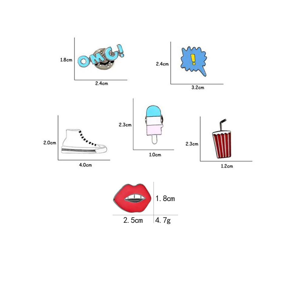 بروش نسائي من القماش ، نمط كرتوني ، حذاء OMG ، دبابيس المينا ، شفاه حمراء ، دبابيس ذهنية ، معطف كولا ، ديمين ، شارة طية صدر السترة ، هدية مجوهرات