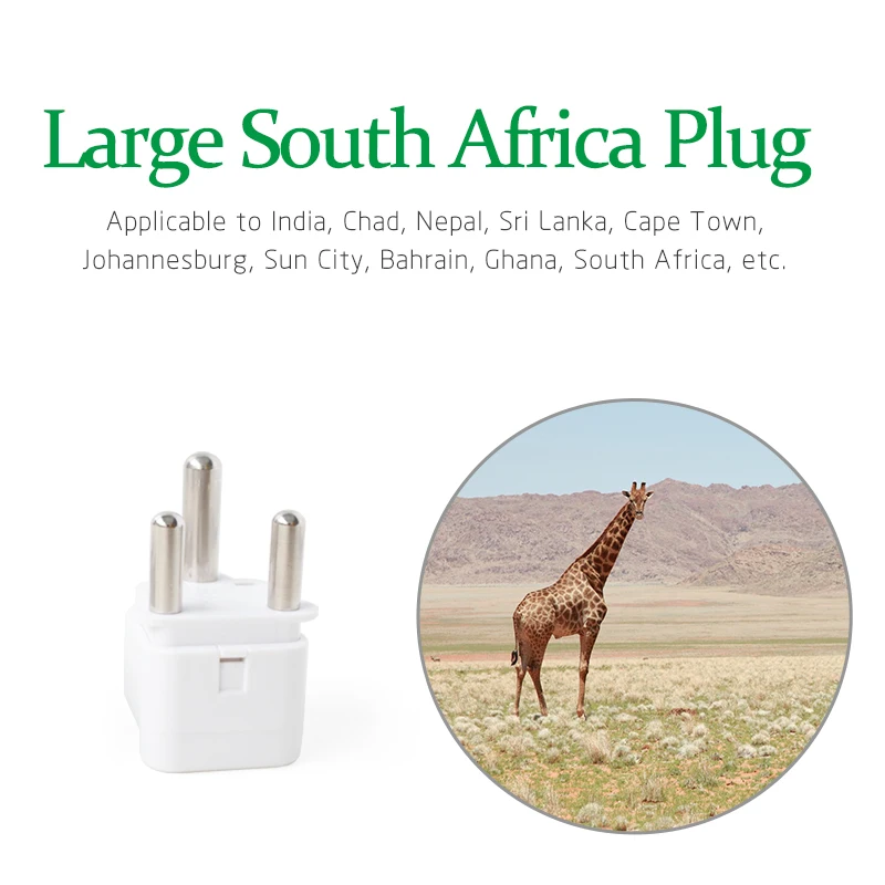 Reino unido/eua/ue/au para grande áfrica do sul viagem adaptador de energia tomada para a índia nepal sri lanka cidade do cabo bahrein gana