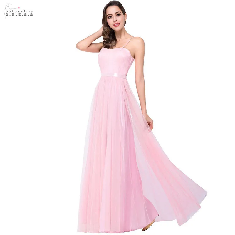 Sexy Rosa Brautjungfer Kleider Vestidos De Madrinha Elegante Fliege Chiffon Hochzeit Gast Kleid Robe Demoiselle D'honneur