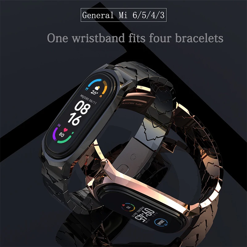 Strap For Xiaomi mi band 6 5 4 3 Mi Bracelet Metal Wristband 304 Stainless Steel Universal V Type watchbands UTHAI S20