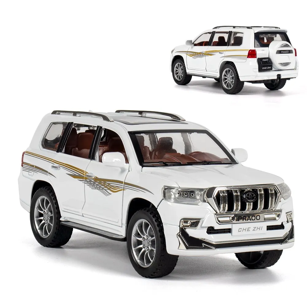 

1:24 Scale Diecast Toy Model Toyota Land Cruiser Prado SUV Car Pull Back Sound & Light Doors Openable Collection Gift For Kid