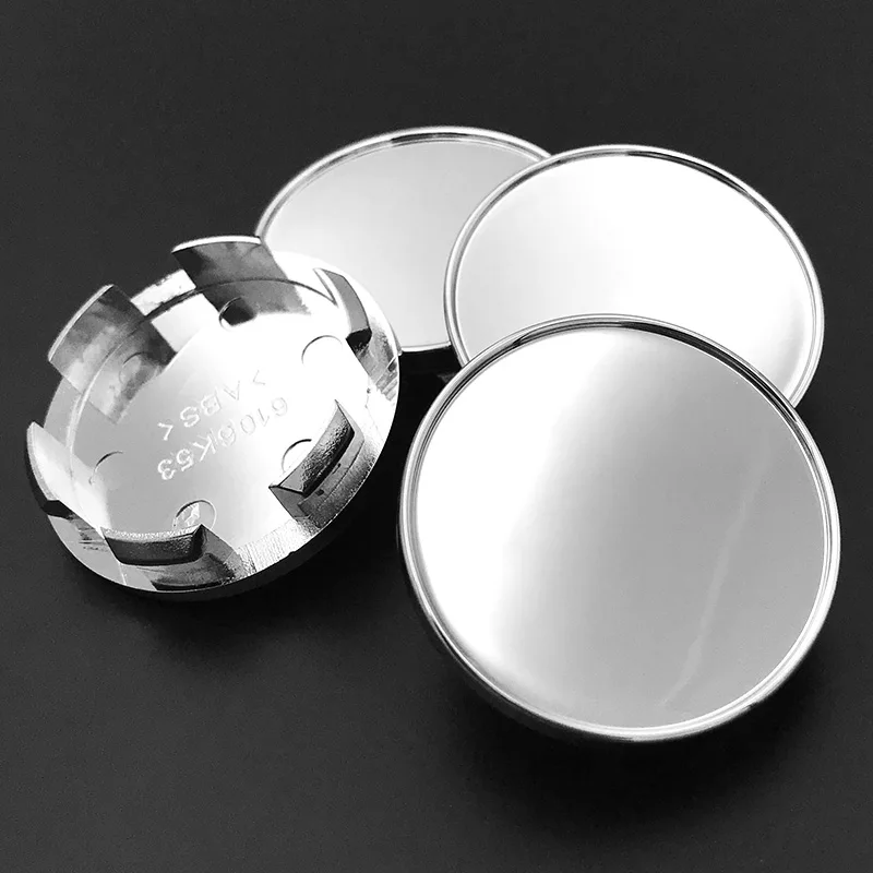 4PCS Modified 53MM Fit 50mm Flat Logo Car Wheel Center Cap Rim Hub Dustproof Cover Silver Black ABS Plastic