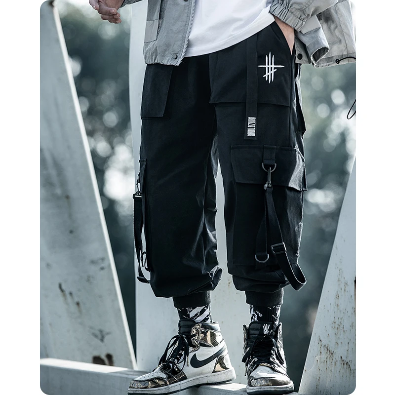 michalkova Paratrooper Japanese military Male Black Joggers Mens hip hop Pockets Ankel Cargo Pants Men Streetwear Pants Casual