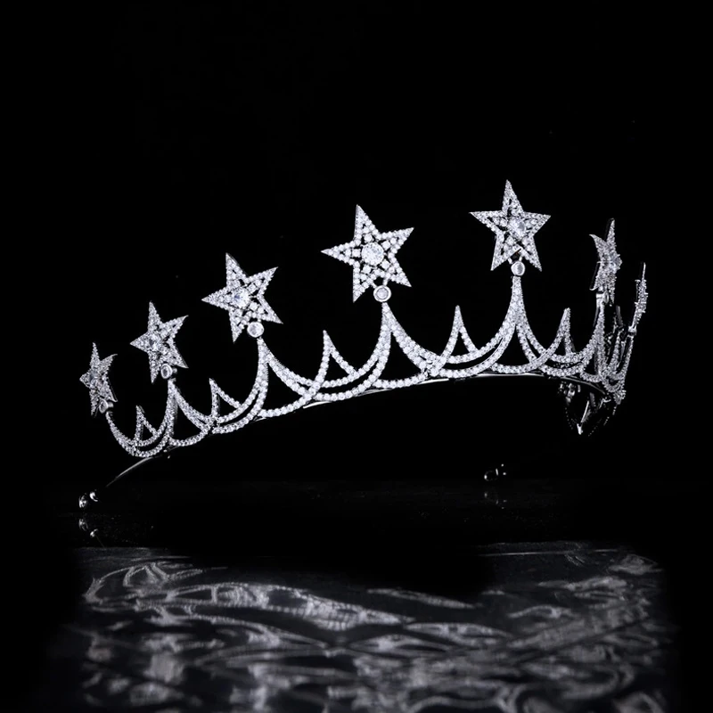 Imagem -03 - Tiaras de Cristal para Casamento Acessório de Cabelo com Estrelas e Zircônio Noivas