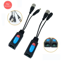 2 pares/lote 4k cctv cabo dc power vídeo balun passivo bnc para rj45 conversor para 5mp 8mp cctv câmera cabos de transmissão