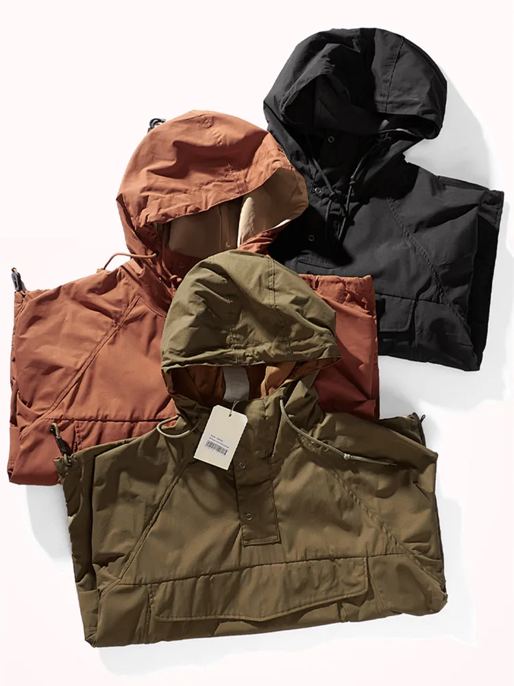 Autumn American Style Hooded Tooling Windbreaker Men\'s Fashion Loose Casual Assault Jacket Outdoor Functional Windproof Tops