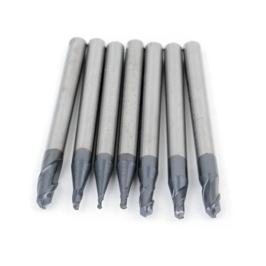 

7Pcs Tungsten Carbide Router Bit Set 2 Flutes End Mill Ball Nose Engraving CNC Radius 0.5-2.0MM End Mill Milling Cutter Tool