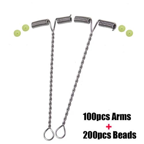 100 Uds. Brazo de alambre de aparejo de pesca en forma de T con cuentas, accesorios de aparejos de pesca de equilibrio de rama, tamaño 5cm 6cm 7cm 8cm 9cm 10cm 12cm 15cm