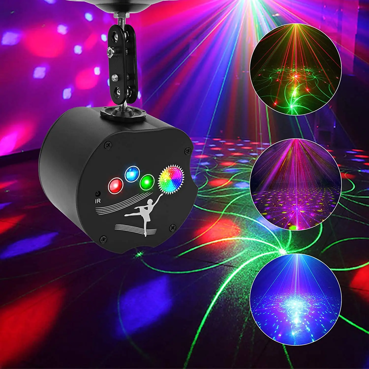 Apple Triple Hole Party Lights Remote Control Laser Projector Stage Effect RGB Decortion For Home DJ Disco Party Christmas Light