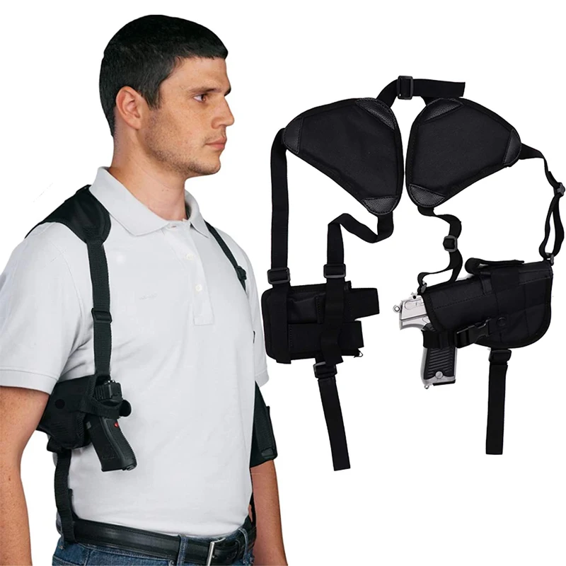 

Tactical Universal Concealed Shoulder Holster For Glock 17 Beretta M92 Airsoft Pistol Hidden Holster Adjust With Magazine Pouch