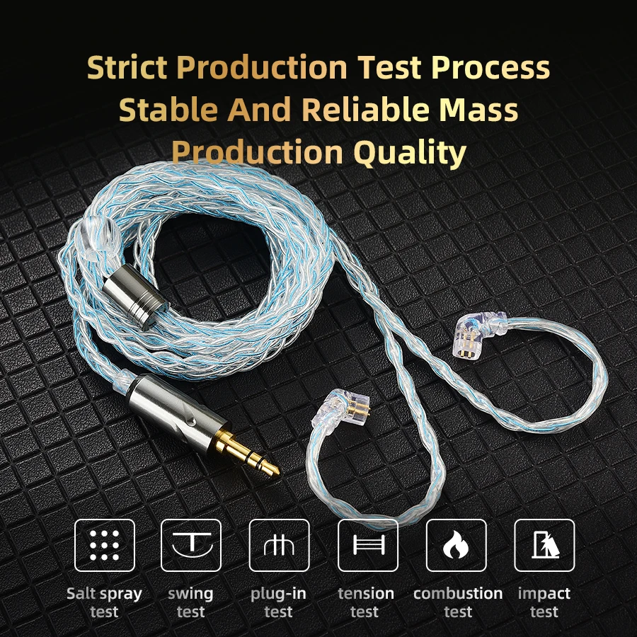 QKZ T1 200 Cores 8 Strand OFC copper silver-plated upgrade cable wire 3.5mm QDC type for KZ ZSN pro x TRN MT1 ZXT