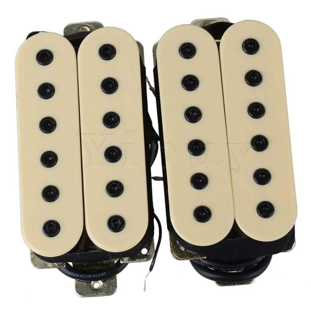 Yibuy Electric Guitar Neck Bridge Pickup Humbucker Double Coil Creamy-White High Output