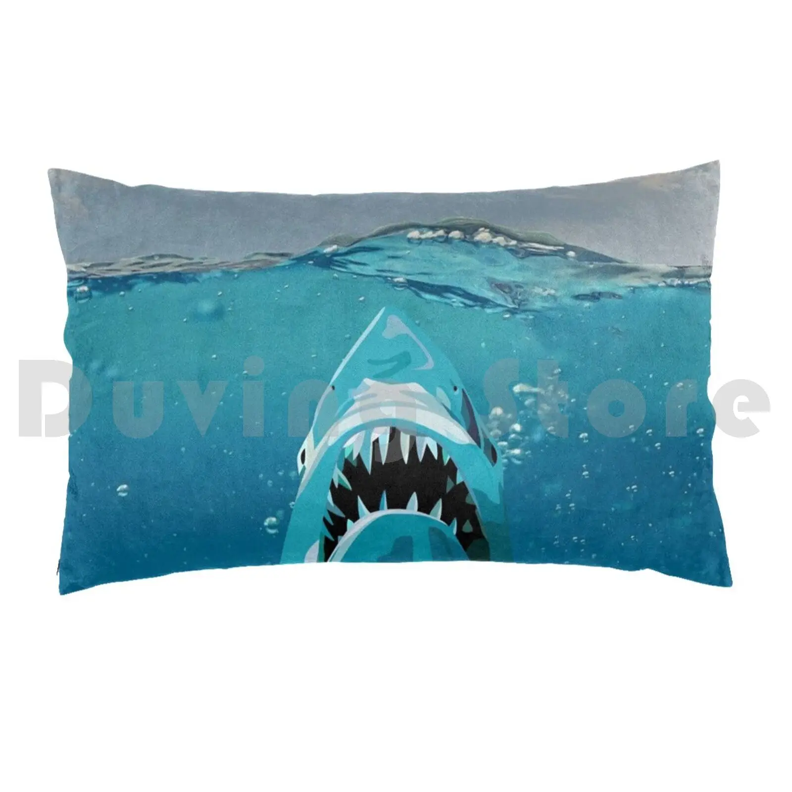 غطاء وسادة بخلفية سمك القرش Attack-Ocean مطبوع 50x75 Shark Shark Attack Ocean Ocean Life Ocean Animals