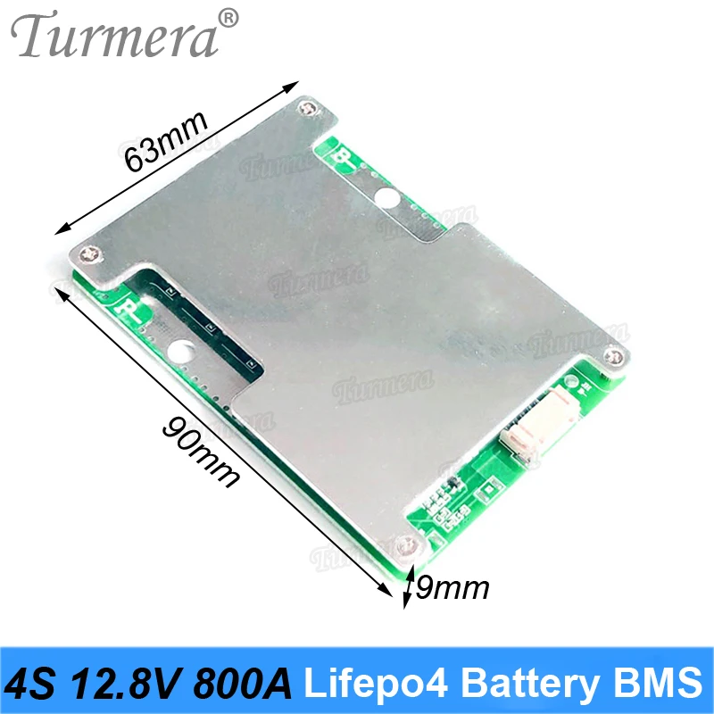 Turmera 4S 800A 50A 12.8V 14.4V 32700 Lifepo4 배터리 BMS 밸런스 태양 전지 패널 또는 전기 보트 무정전 전원 공급 장치 12V