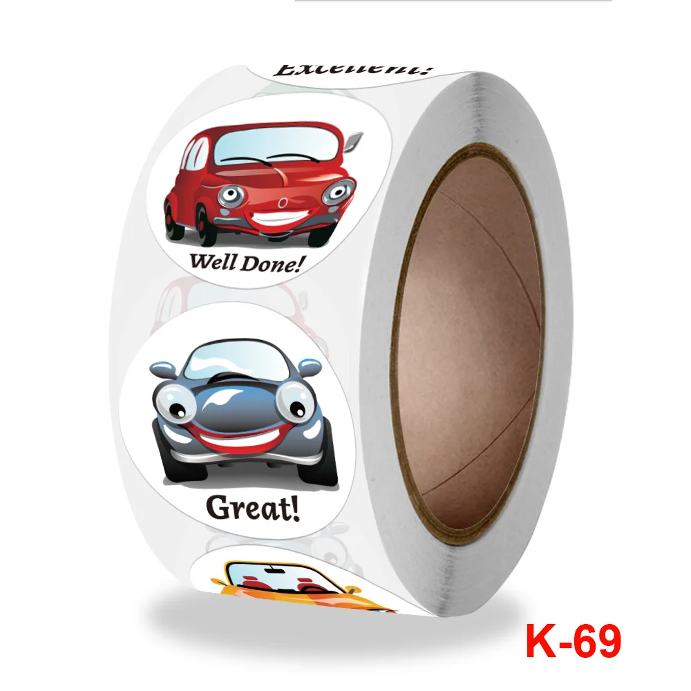 500pcs/Roll Creative Classic Cars Series Learning Reward Stationery Sticker For Kids Gift Fashion Classic Toys Seal Stickers