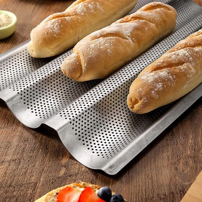 

Hot Carbon Steel 3 Groove Wave French Bread Baking Tray For Baguette Bake Mold Pan DIY Bread Mold Baking And Pastry Tools