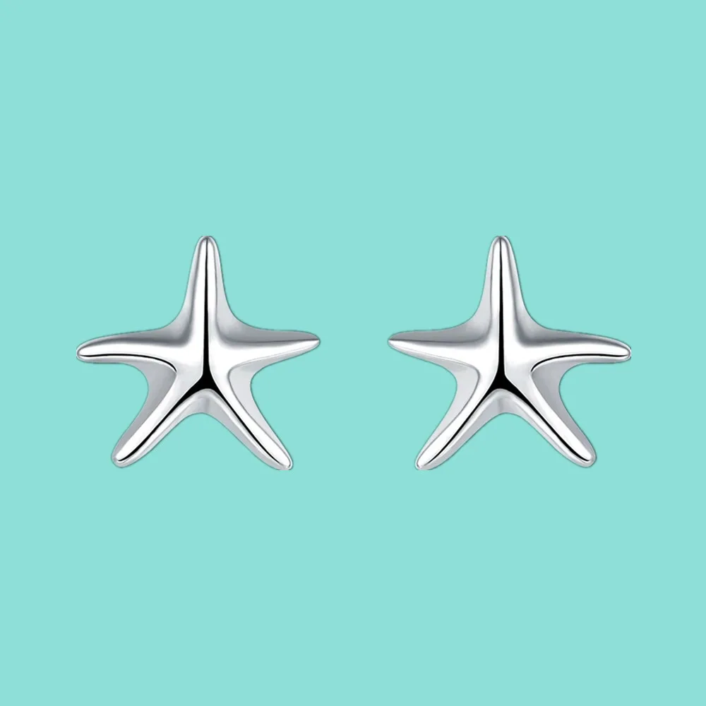 Fashion 925 Sterling Silver Starfish Earrings For Women Wedding Engagement Jewelry Christmas Gift Party