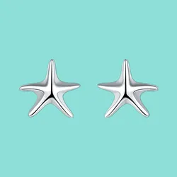 Fashion 925 Sterling Silver Starfish Earrings For Women Wedding Engagement Jewelry Christmas Gift Party