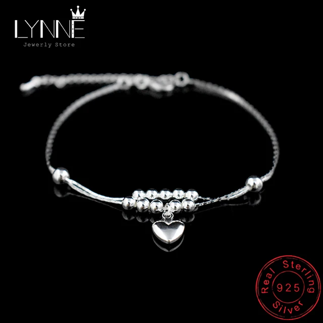 Nowa moda Foot Anklet 925 Sterling Ladies Silver Anklets Bransoletka Łańcuch dla kobiet Love Heart Pendant Foot Pulseras Biżuteria