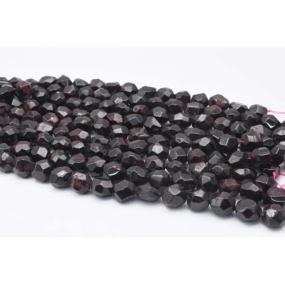 

12x14mm AAA Natural Faceted Garnet irregular Round Stone Beads For DIY necklace bracelet jewelry make 15 "free delivery