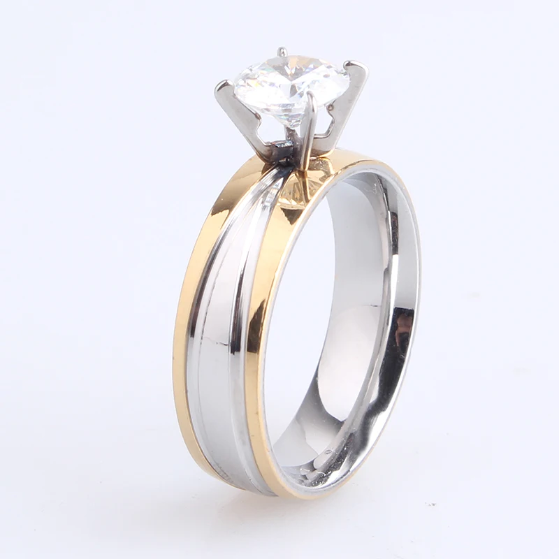 wedding rings 6mm stripe zircon Stainless Steel finger rings for men women wholesale